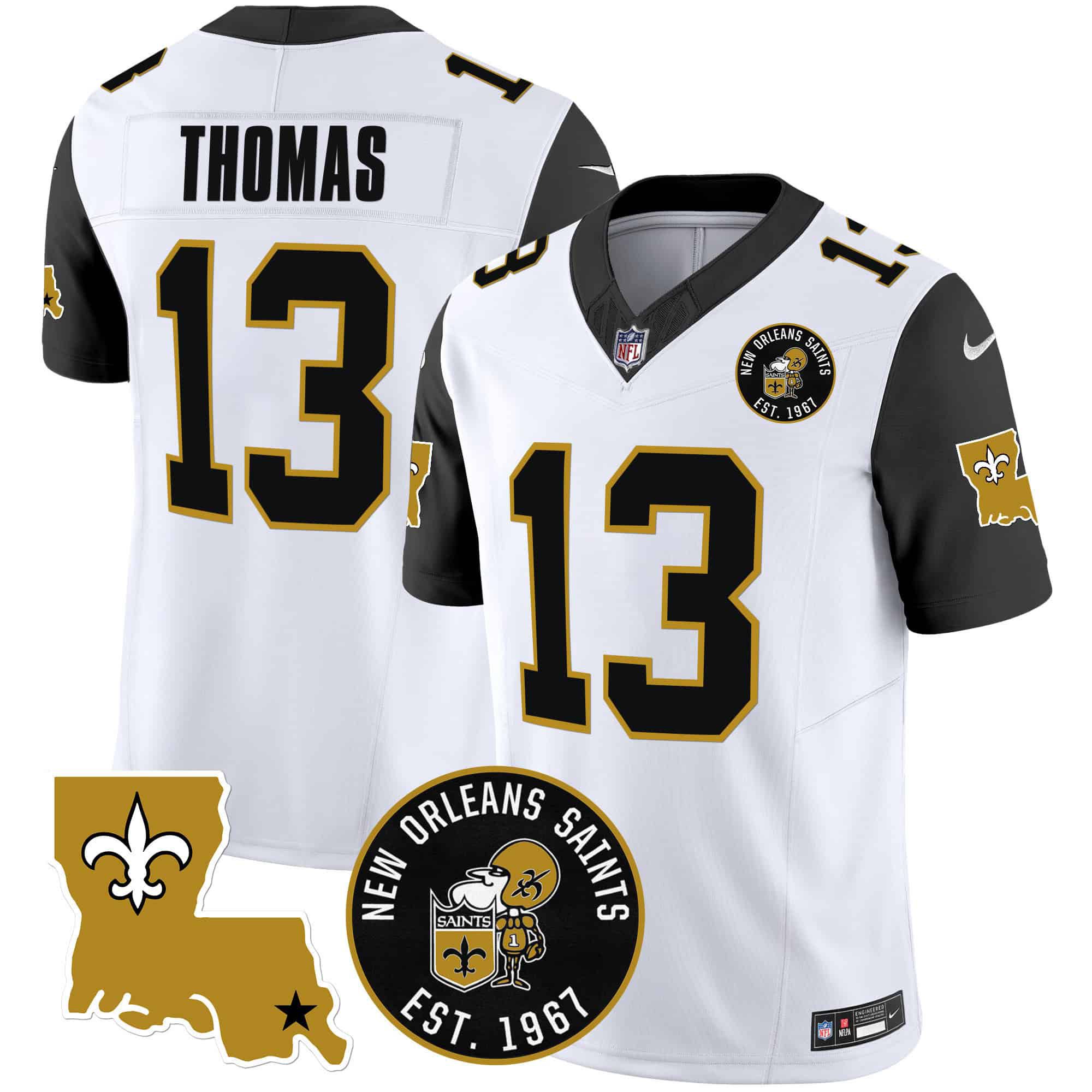 Men New Orleans Saints #13 Thomas White 2024 Nike 1967 Patch Vapor Limited NFL Jersey style 2